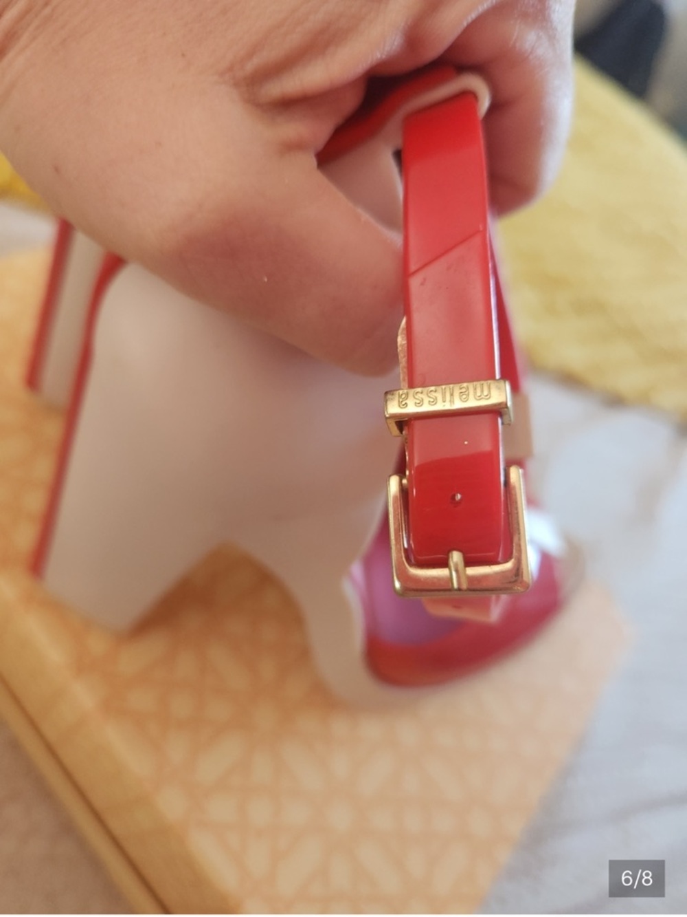 Melissa 2015 BITE ME line.  Red and white t strap - Picture 8 of 12